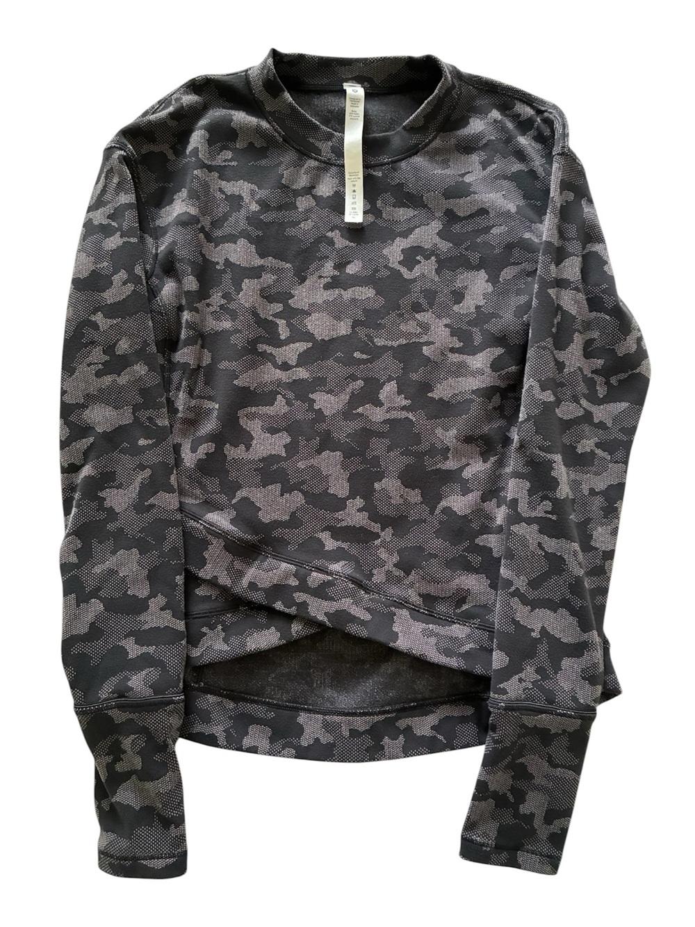 Lululemon Close to Crossing Long Sleeve Heritage Camo Rulu 8 Black Grey